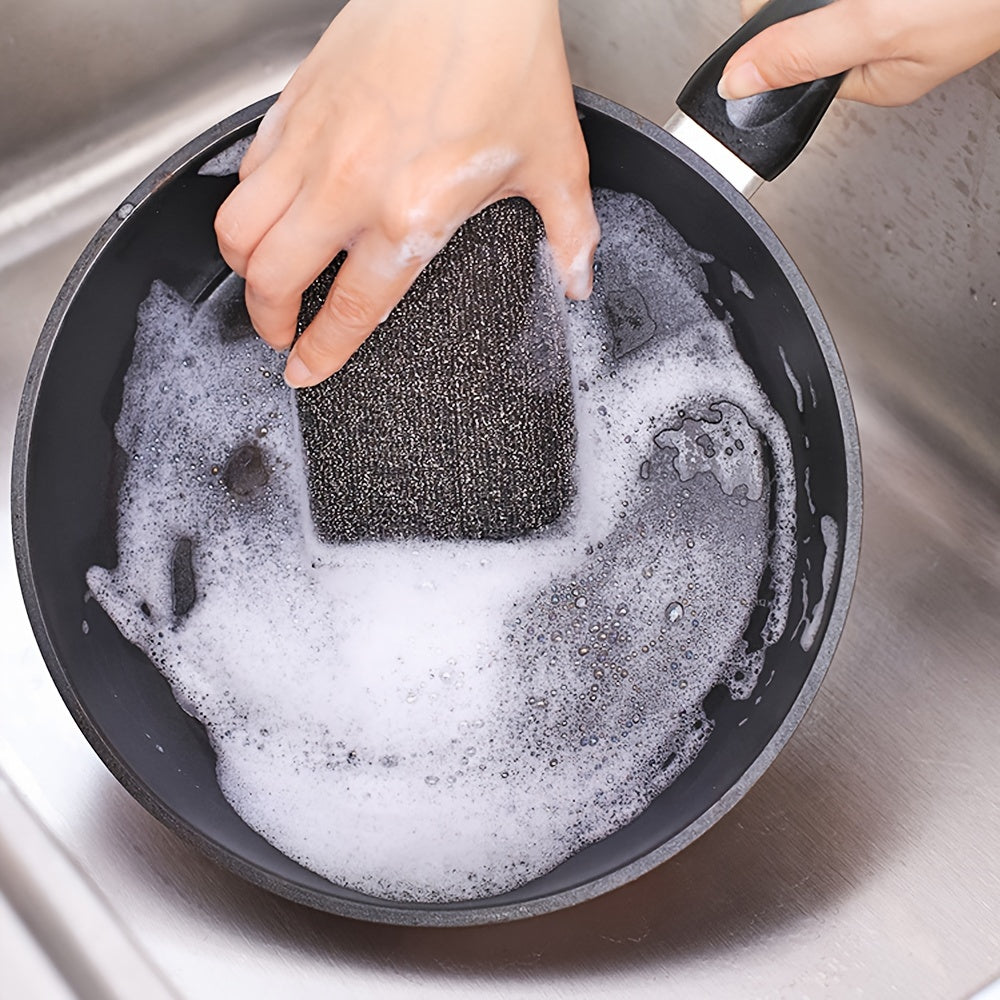 Set of 6 Steel Scrub Sponges - Non-Scratch Dishwashing Sponges for Multipurpose Cleaning. Perfect for Kitchen Cleaning - Includes Wire Scrubber for Easy Dishwashing. Essential Cleaning Tools and Supplies.