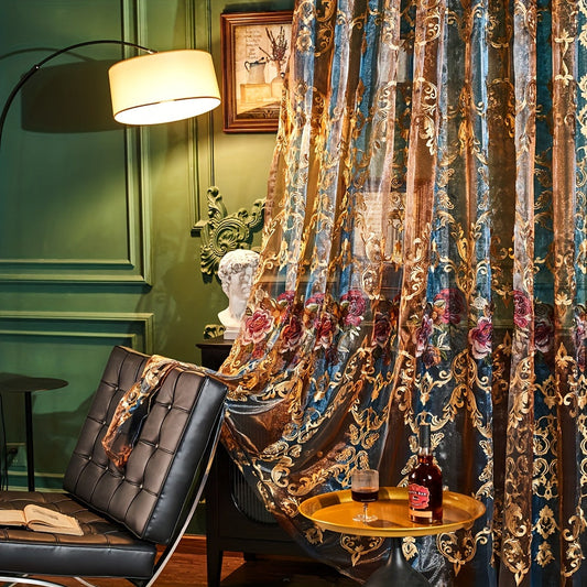 Elevate your home decor with this elegant Vintage Jacquard Embroidery Curtain Yarn, perfect for adding a touch of sophistication to any room. Ideal for enhancing the atmosphere in bedrooms, offices, kitchens, and living rooms.