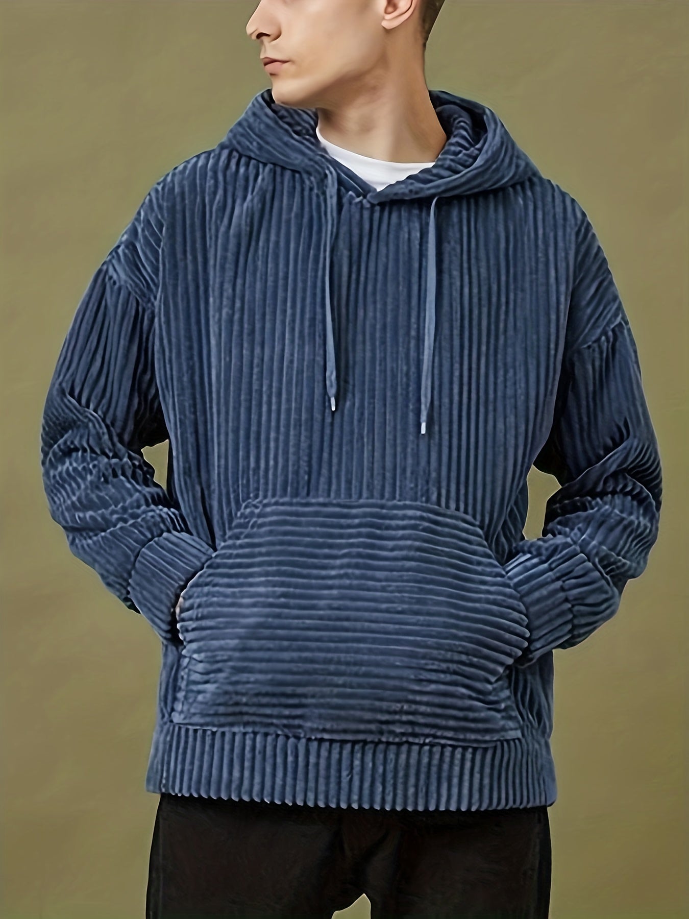 Oversized solid textured hoodies for plus size men, perfect for autumn/winter.