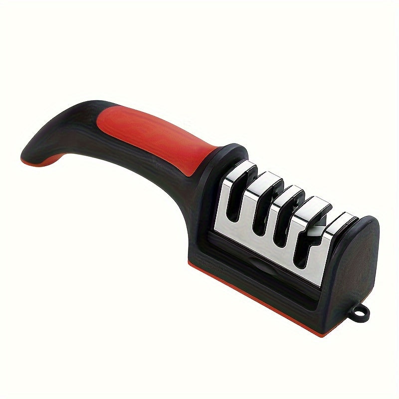 Professional 4-stage knife sharpener for kitchen knives, includes tungsten steel, diamond, and ceramic grinding stones. Non-electric and ideal for RV kitchens.