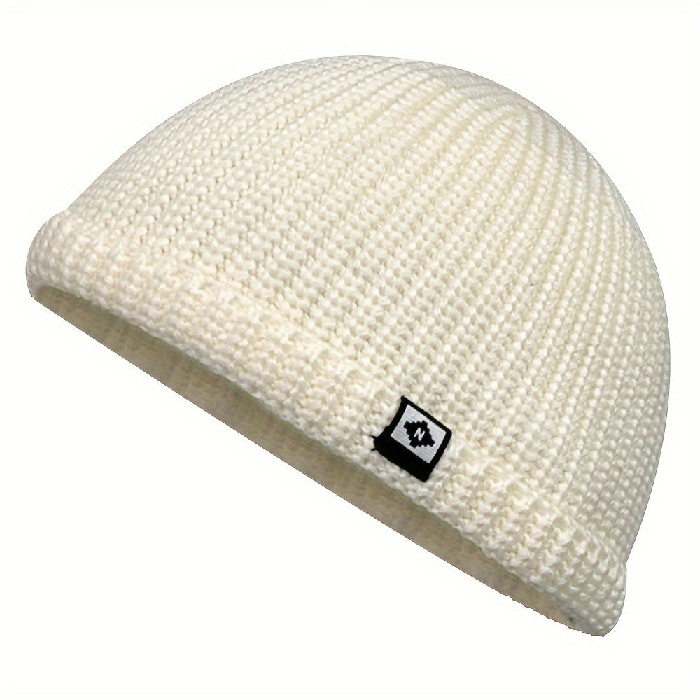 One-piece Basic Fisherman Beanie, Gender-neutral Solid Color Knit Hat, Stylish Coldproof Skull Hat, Ribbed Beanie for Both Women and Men