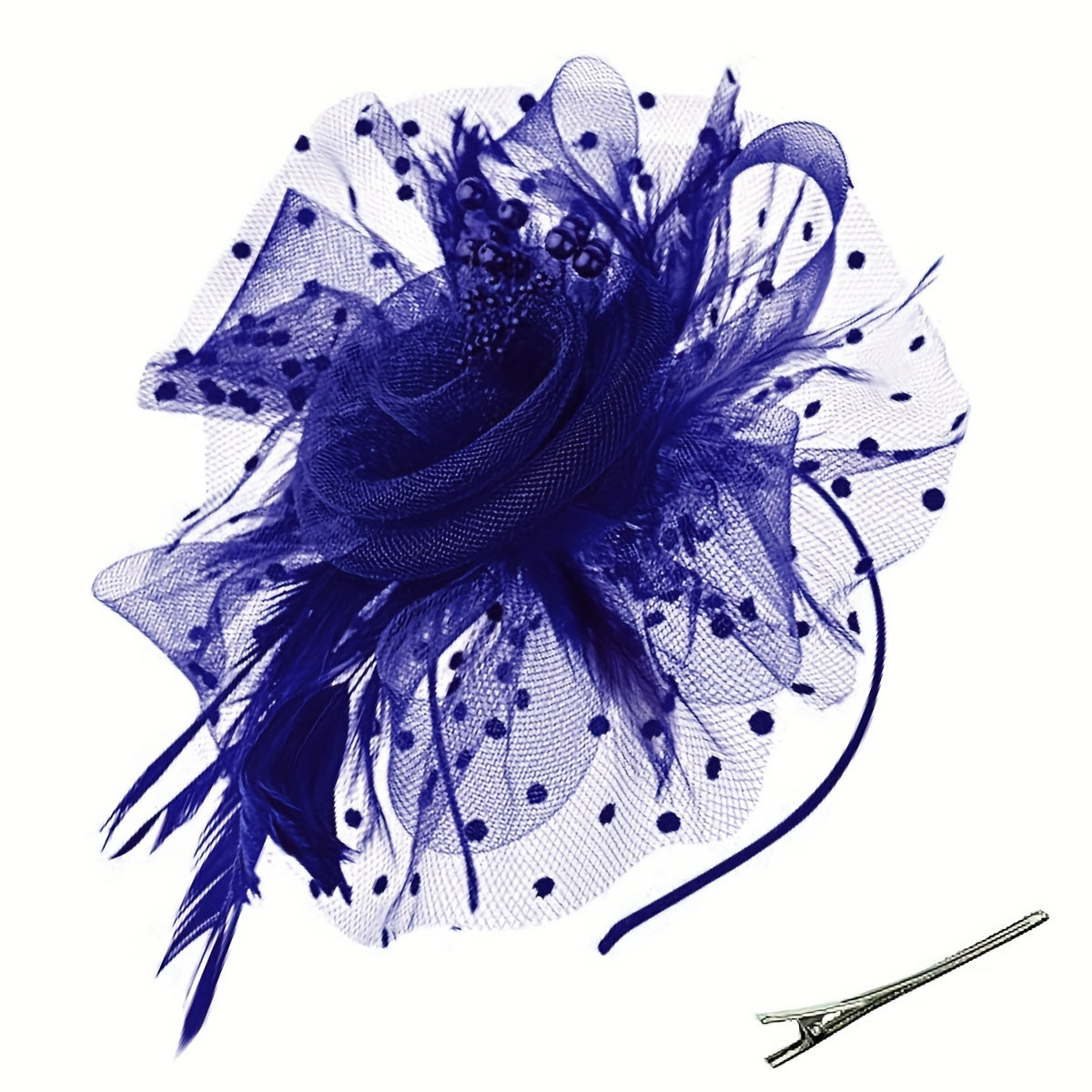 Women's Vintage Fascinator Hair Clip with Mesh Veil, Artificial Feather Flower, Perfect for Parties, Clubs, Weddings, and Church Events. Retro Style and a Great Mother's Day Gift Option.