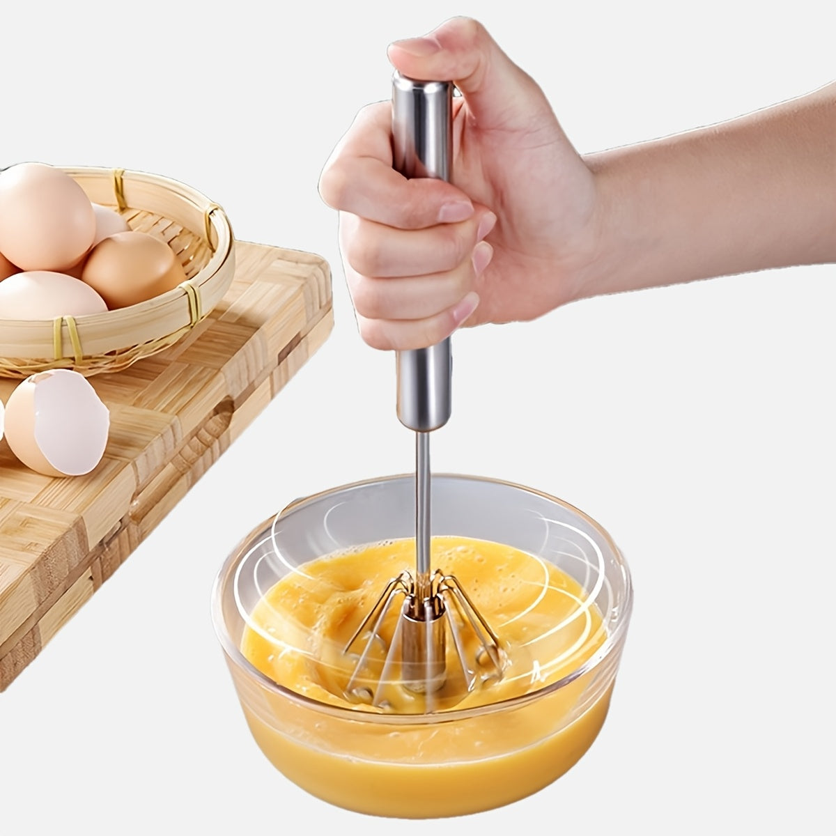 Stainless Steel Handheld Mixer with 4 Speeds - Great for Mixing Cream, Eggs, and More - Perfect for Baking and Cooking, No Power Required - Ideal Mixer for Baking