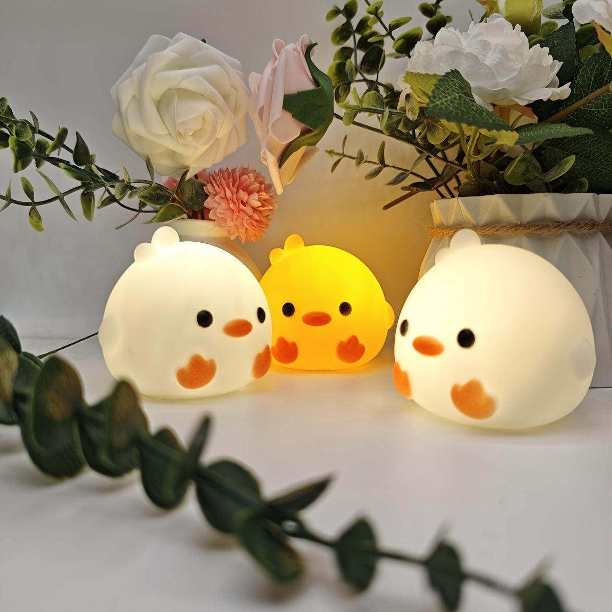 Duck LED night light with toggle control and battery-power, perfect gift for friends and family.