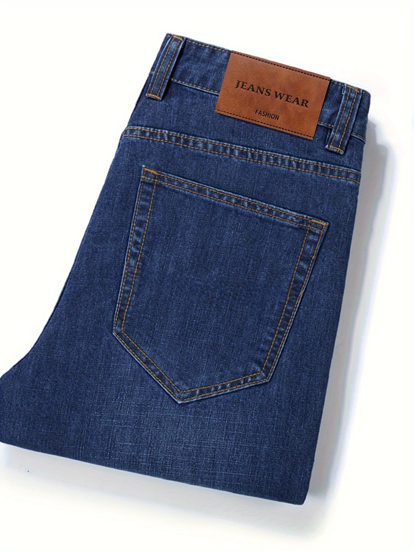 Men's elastic straight-cut jeans in large sizes, suitable for both casual and business wear.