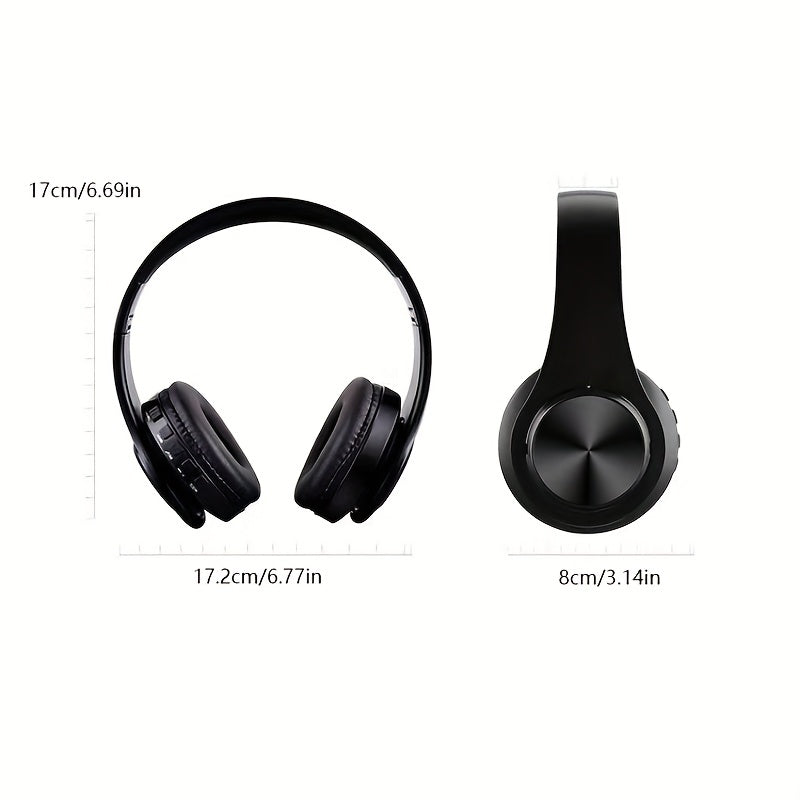 B39 Wireless Headphones with LED Lights, Foldable Design, Built-in Microphone, FM Radio, and SD Card Slot. Compatible with School/Tablet Computer/PC/TV/Cellphones. Ideal gift for birthdays