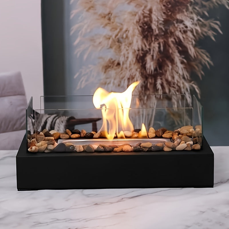 Rectangular Alcohol Fireplace Indoor Tabletop Heater in Classic Style; Portable and Easy to Use for Dates, Parties, Dinners, and Kitchen Supplies; Includes 1 Piece.