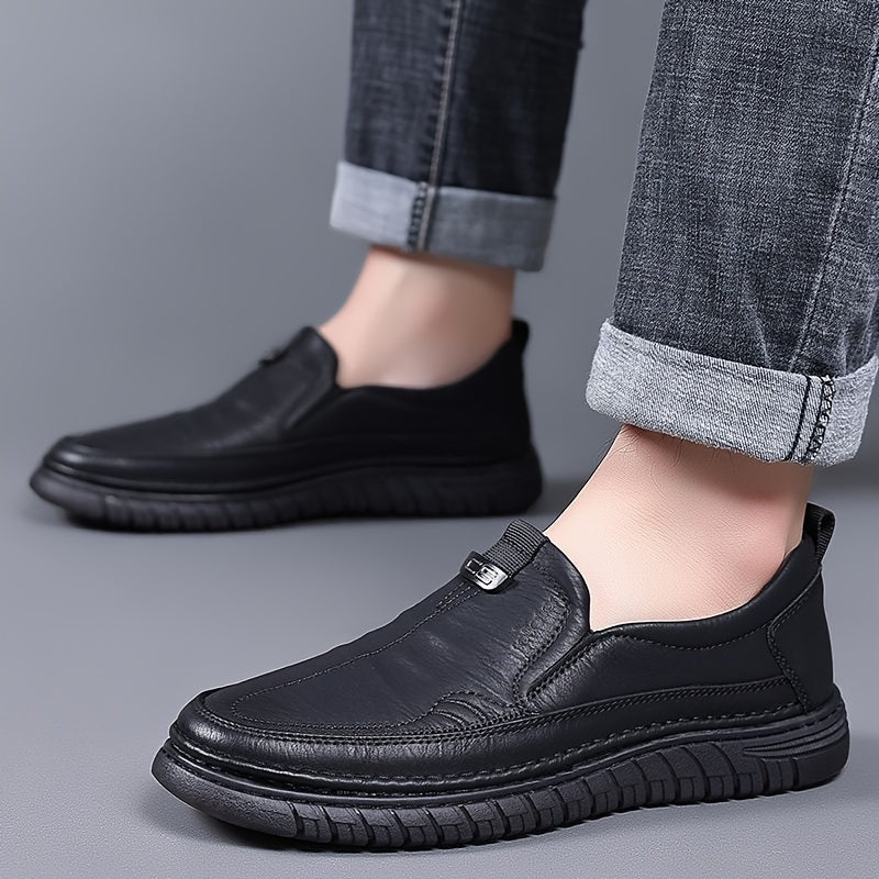 Men's brown slip-on loafers with soft, non-slip rubber sole for everyday comfort and style.