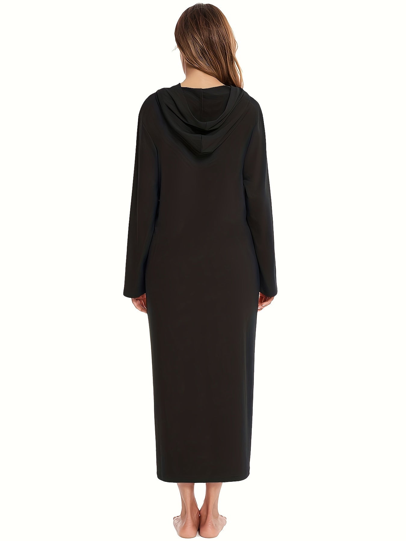 Comfortable zip-up lounge dresses with a hood, perfect for women's loungewear.