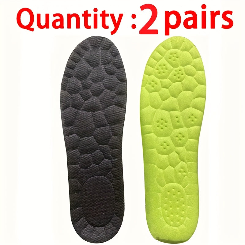 2 Pairs of lightweight, soft, elastic sponge insoles for sports and casual shoes, provide breathable, comfortable foot cushions.