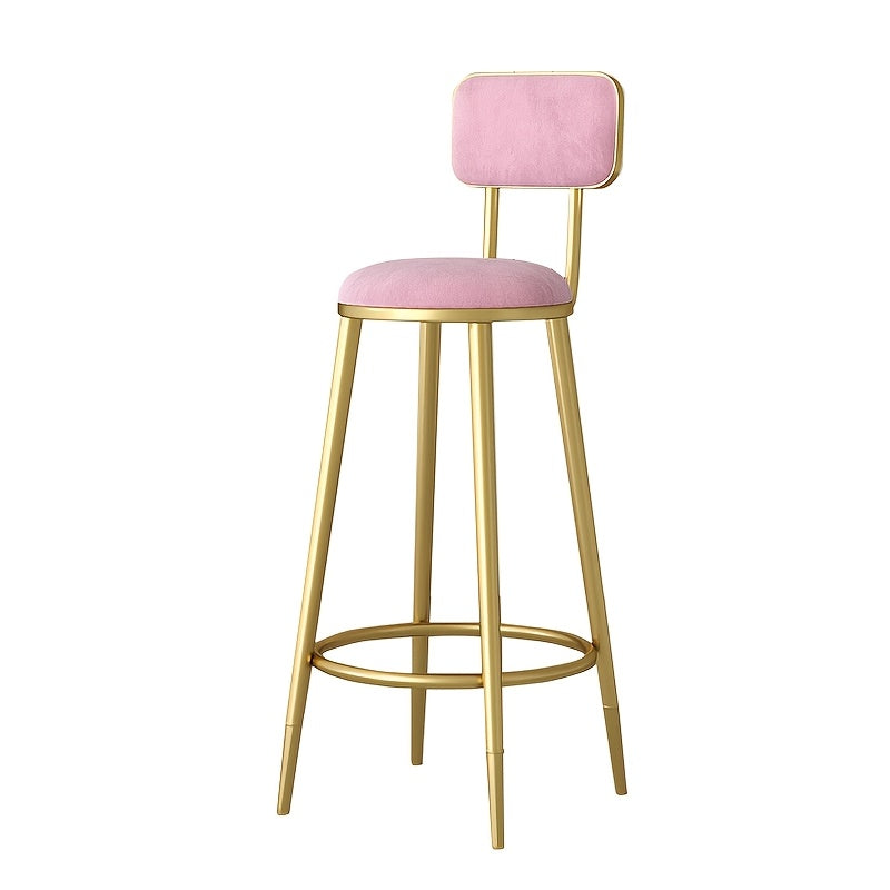 Minimalist wrought iron bar stool with comfortable backrest and golden legs - Ideal for home, restaurant, cafe, or entertainment area.