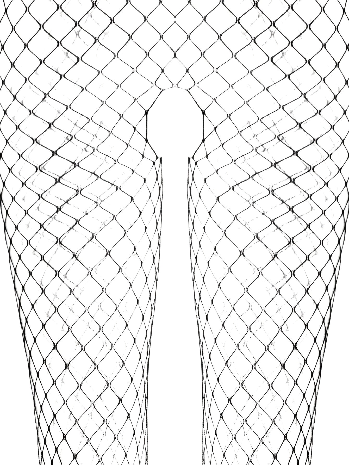 One-shoulder sexy bodystocking in fishing net material.