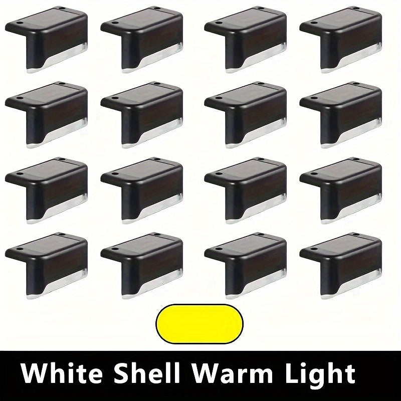 16 solar-powered outdoor lamps, ideal for railings, stairs, fences, columns, and lanes, can be used as LED courtyard decorative lights.