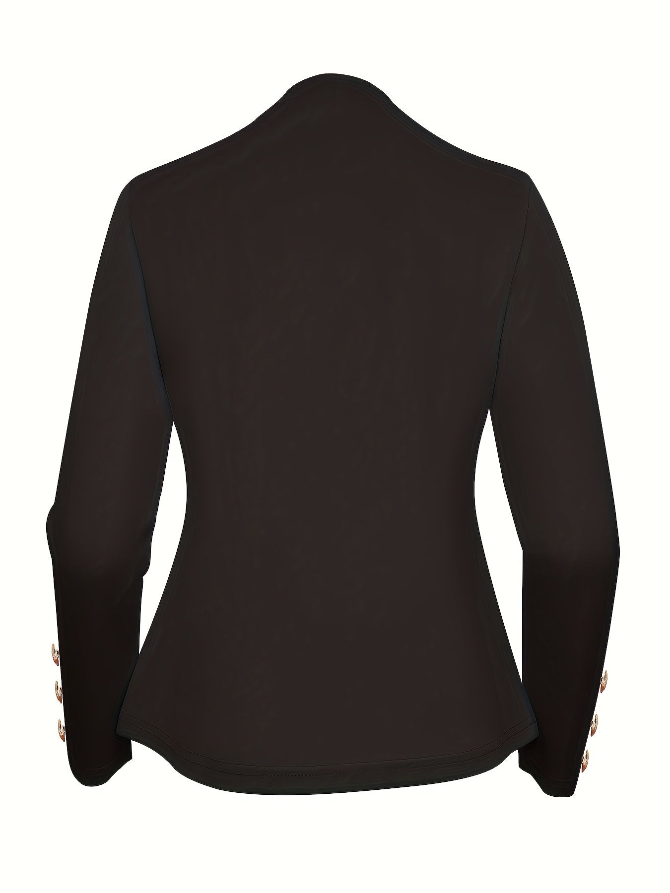 Elegant solid color women's knit jacket with double-breasted front and cuff buttons.