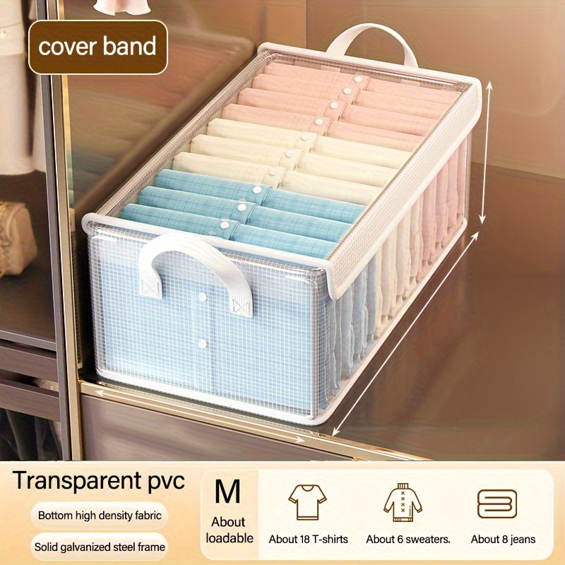 Large Foldable PVC Storage Box with Lid - Dustproof, Multi-Purpose Organizer for Clothes & Trousers, Perfect for Home and Dorm.