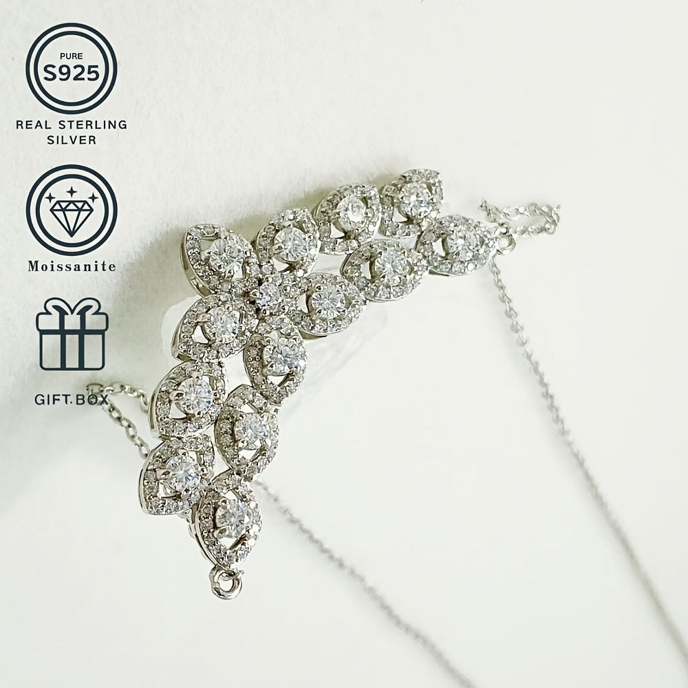 Stunning Boho-Chic 0.1 Carat D-Grade Moissanite Necklace, 925 Sterling Silver Plated, Lab-Created Stone, December Birthstone, Perfect Thanksgiving Gift, Versatile Jewelry for Every Season, Lightweight 6.05g