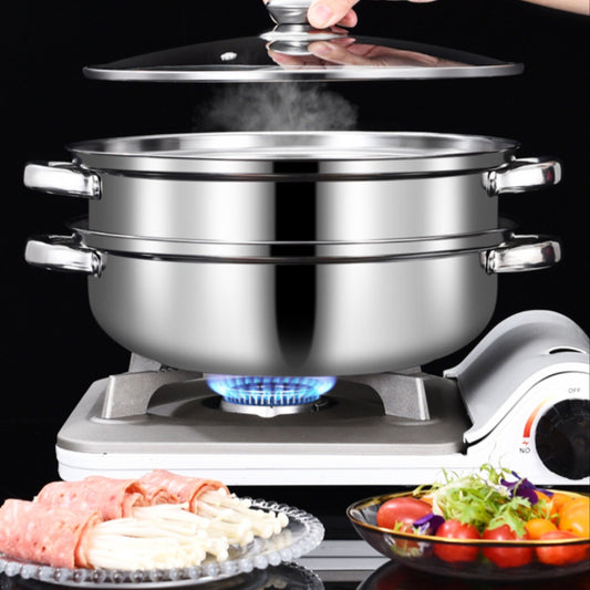 Durable and Easy to Clean 1-Piece Stainless Steel Multi-Functional Hot Pot and Double Soup Steamer, 28cm, Direct from Manufacturers