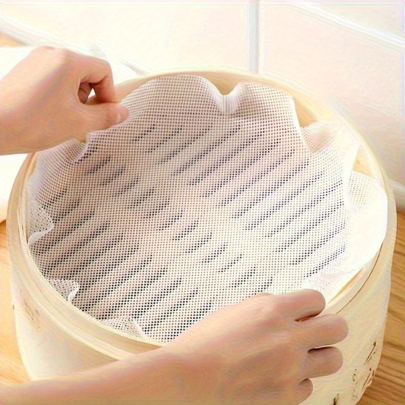 Set of 10 Reusable Silicone Steamer Liners - Round Non-Stick Pads for Bamboo Steamer Basket Cooking - Heat-Resistant Kitchen Accessory for Vegetable Steaming|Functional Kitchenware|Heatresistant Fabric