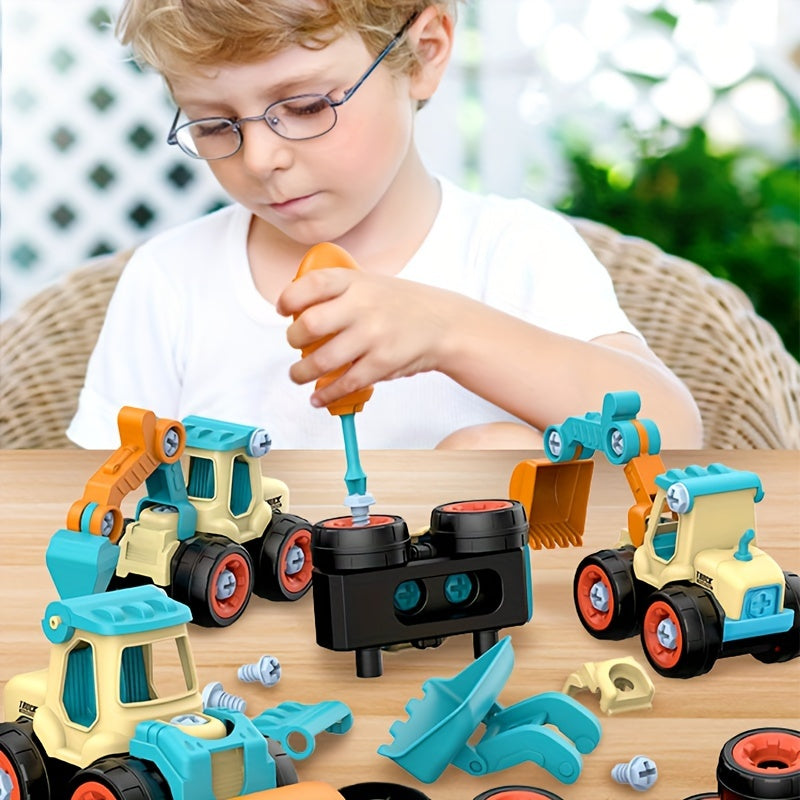 Build Your Own Truck Engineering Kit: Includes Detachable Excavator, Screwdriver, And Assembly Toys for Ages 3-6