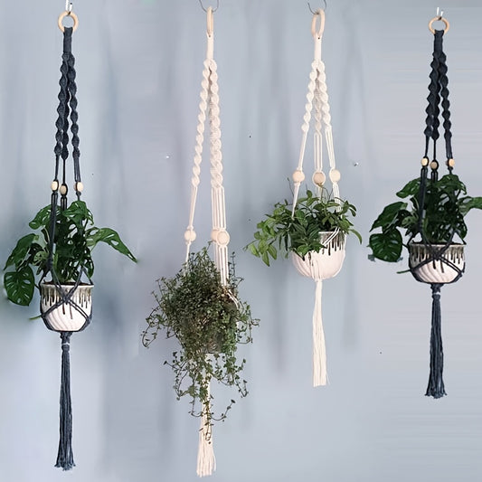 2 Pack Macrame handmade plant hanger for indoor pots, perfect for climbing plants.