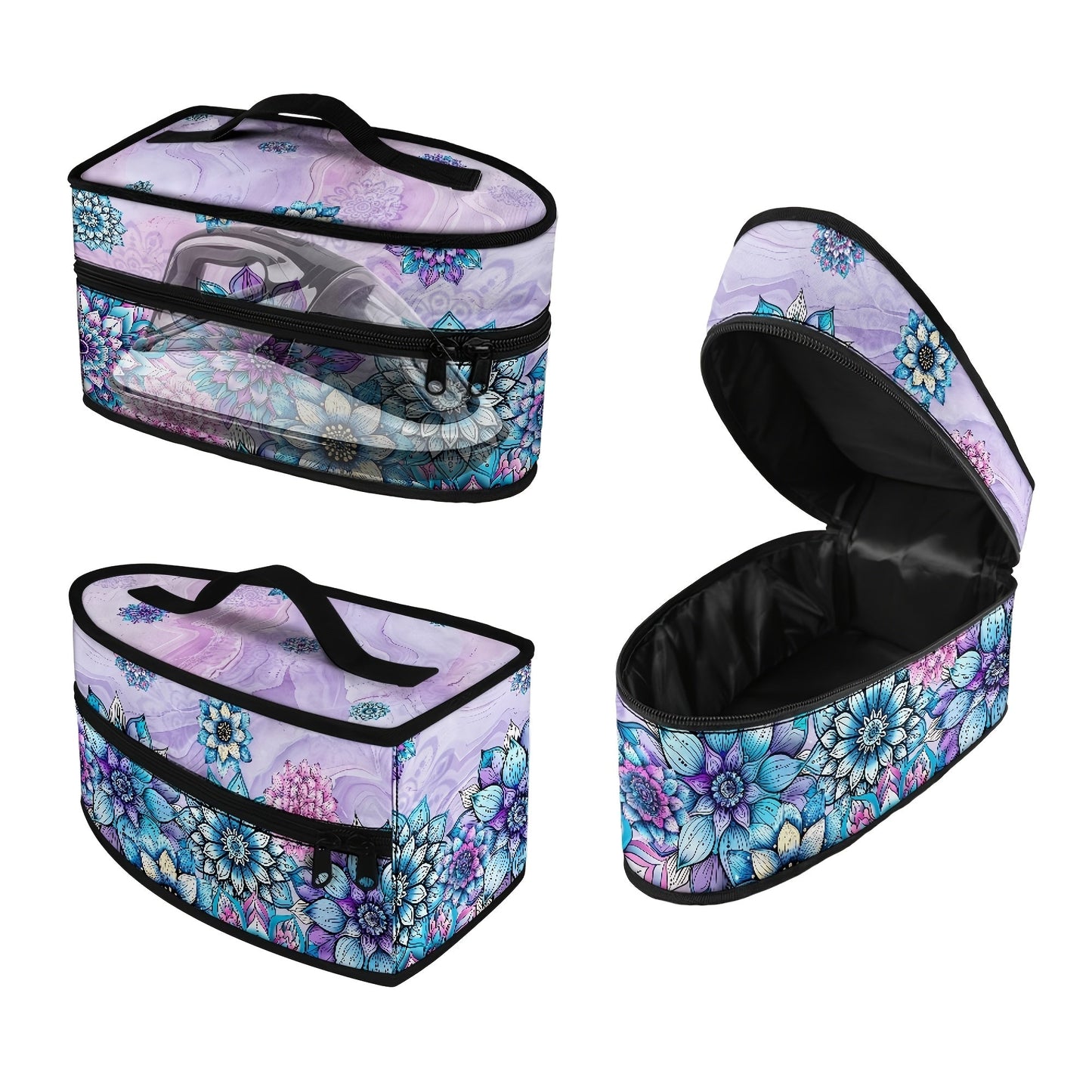 Portable Ironing Bag with Floral Pattern, Top Handle, and Double Zipper - Perfect for Travel and Storage, Made of Durable Polyester Material, Dustproof Design