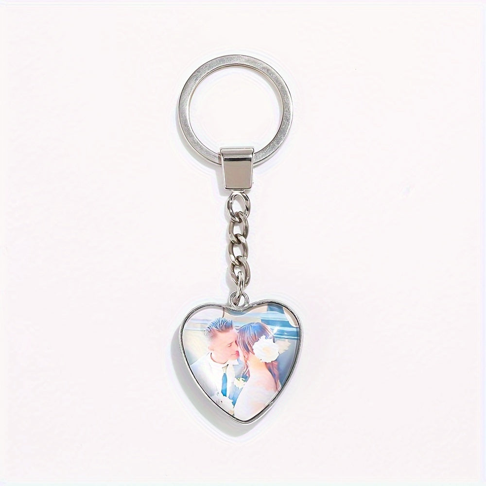 Customizable Couple Keychain With Personalized Photos - Heart-Shaped Love Charms - Perfect Gifts for Weddings, Anniversaries, and Valentine's Day - Durable Metal Frame - Suitable for Ages 14+