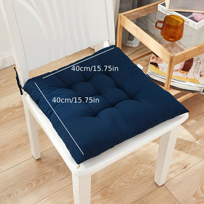 Thickened Solid Color Brushed Chair Cushion - Washable polyester seat pad for dining, office, and tatami chairs