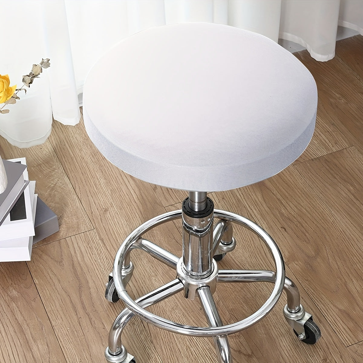 Waterproof round stool cover made of milk fiber fabric with elastic.