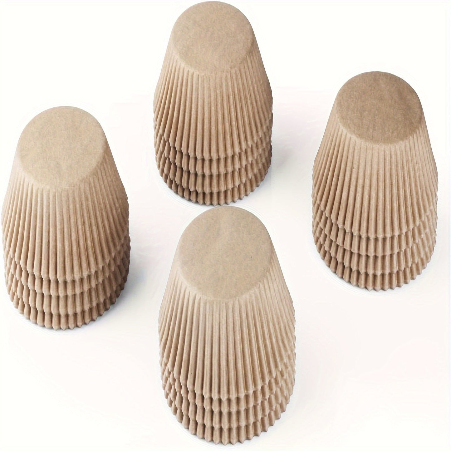 200pcs Natural Paper Baking Cups with 4.98 cm Bottom Size for Cupcakes and Desserts