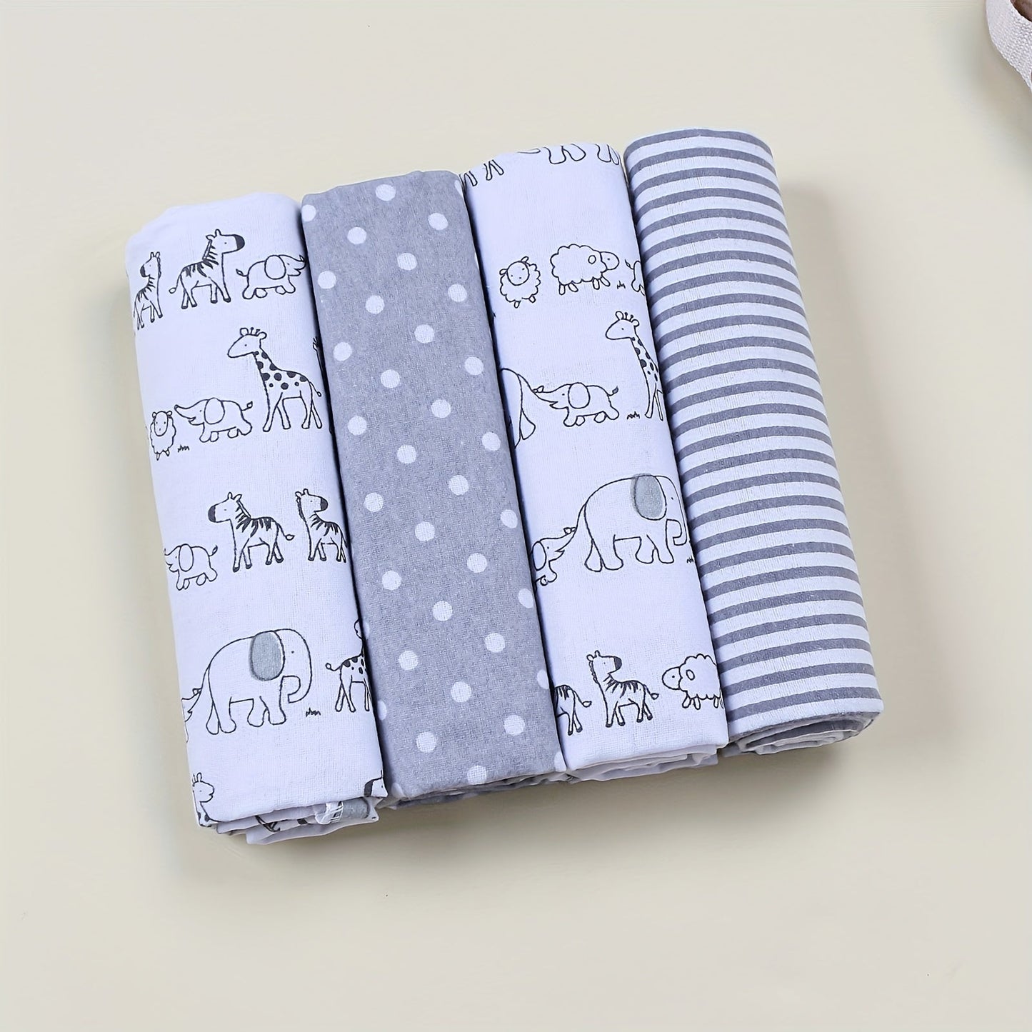 Set of 4 Baby Swaddle Blankets made of 100% Cotton Flannel - Super Soft Baby Wrap Towels - Suitable for Babies 0-12 Months - Perfect Easter Gift