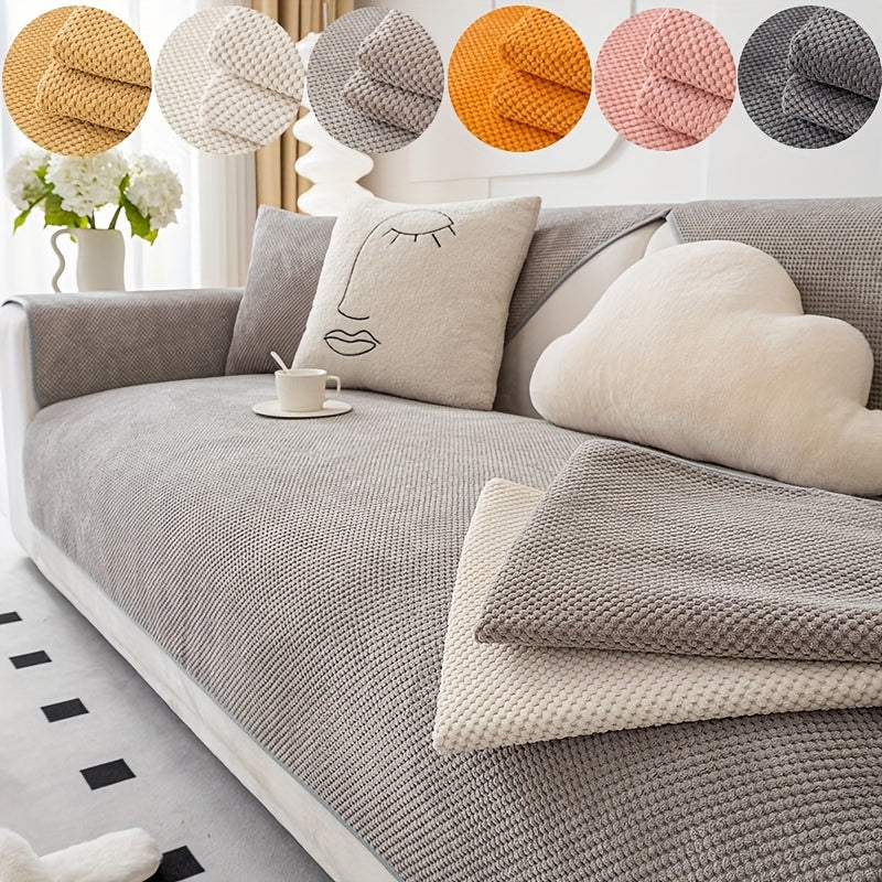 1pc Non-slip Sofa Slipcover Furniture Protector, for Bedroom Office Living Room Home Decor. Handrail Backrest Cover Pillowcase sold separately.