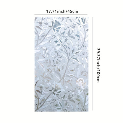 Contemporary Tulip Pattern PVC Window Privacy Film, Decorative Static Cling Glass Film for Home and Office Windows and Doors - Removable Non-Adhesive Privacy Cover