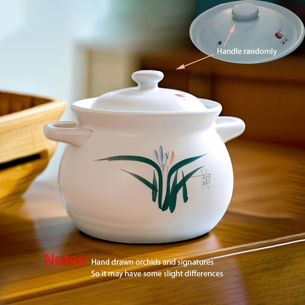 High-Temperature Resistant Ceramic Casserole Dish with Lid for Cooking Stews, Soups, Porridge, and Decoctions - Hand Wash Recommended