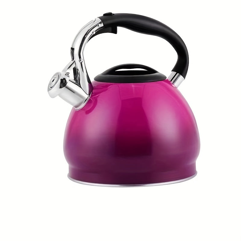 Whistling Tea Kettle with Gradient Design - Suitable for Gas & Induction Stoves, Great for Home, Office, and Restaurant. Crafted from Stainless Steel.