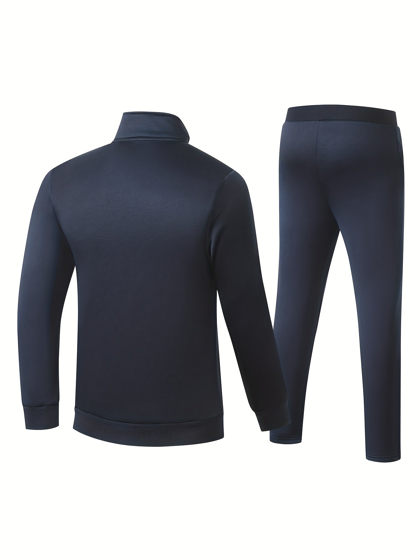 2-piece men's sports suit for outdoor activities, including a zip-up jacket and drawstring pants.