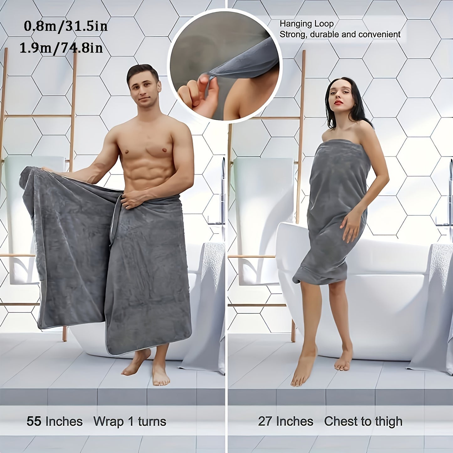 LDQ Oversized Bath Towel for Home or Hotel use, Absorbent, Quick-drying, Super Soft and Skin-friendly.