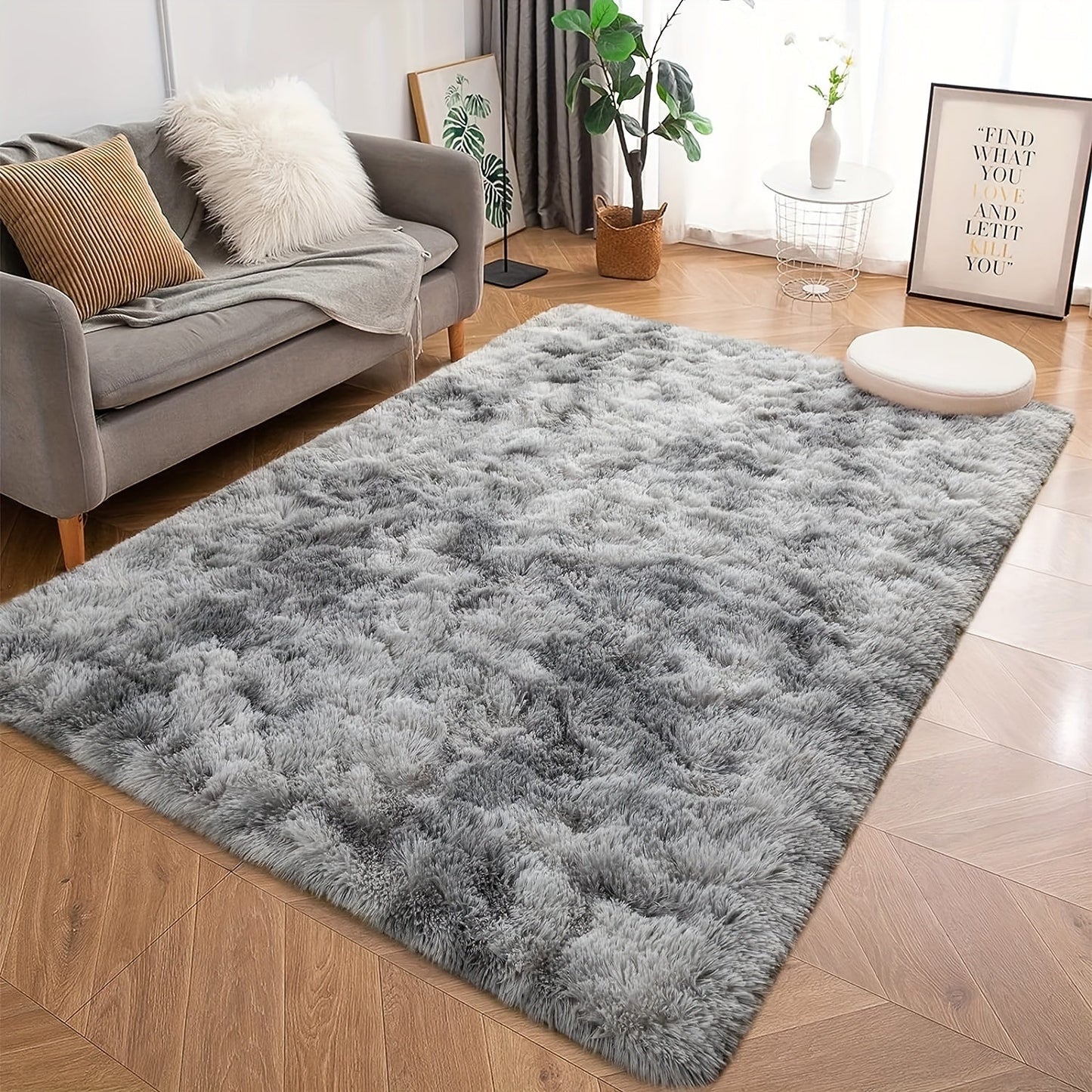 Super Soft and Cozy Shag Area Rug - Tie-Dyed Indoor Plush Carpet for Bedroom and Living Room, Machine Washable and Non-Shedding - 1 Piece