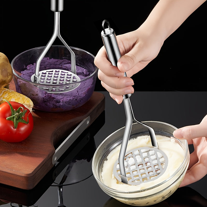 Stainless Steel Potato Masher - Durable Tool for Making Mashed Potatoes, Sweet Potatoes, and Baby Food, Essential Gadget for Homemade Purees in the Kitchen