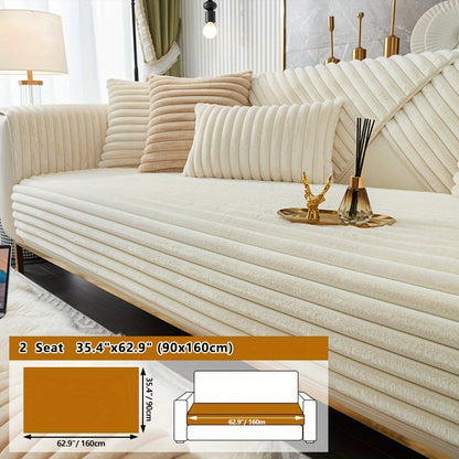 Machine washable sofa slipcover made of non-slip rabbit fur for home decor in bedroom, office, and living room.