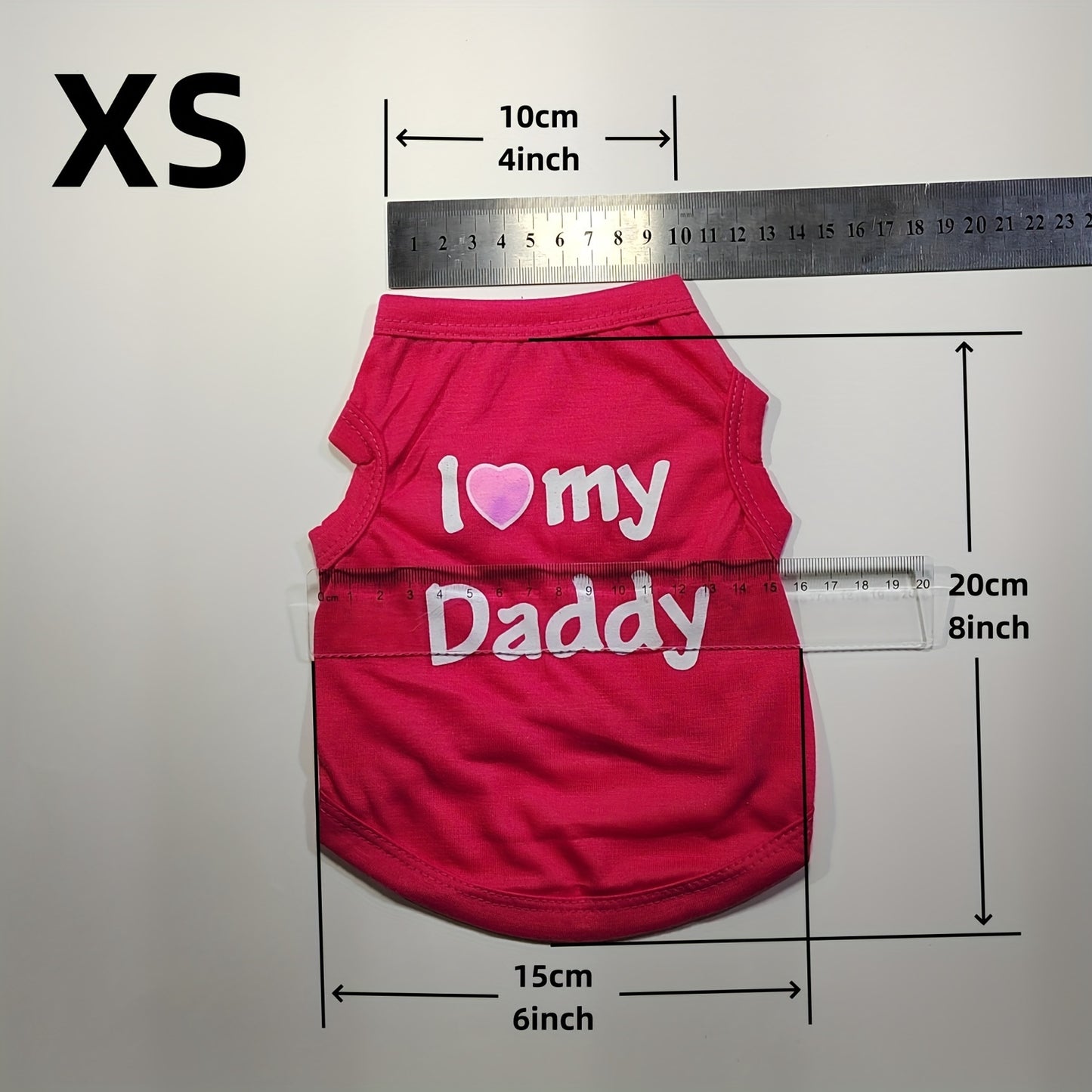 Cute 'I Love My Daddy/Mommy' graphic pet vest for summer parties, suitable for dogs and cats.