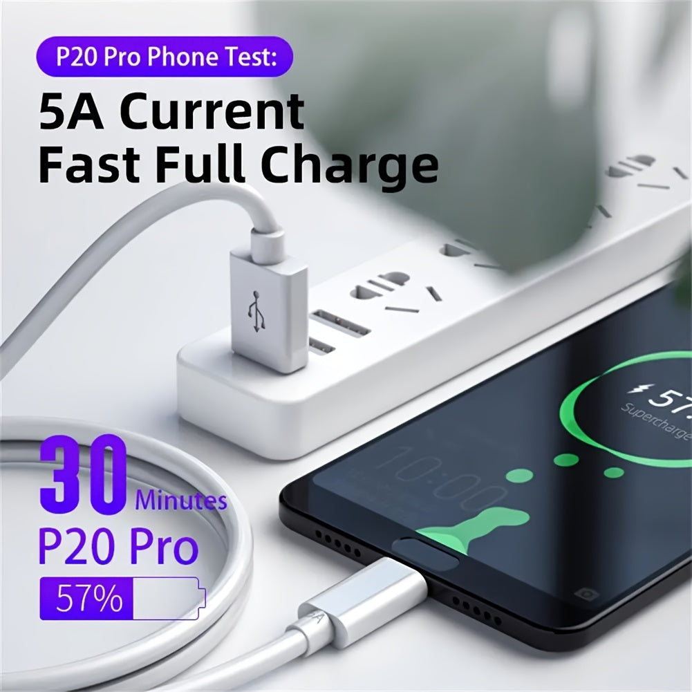 1pc/3pcs/5pcs 5A USB-C Fast Charging & Data Cable for various phone brands - Durable cord with power bank compatibility, 66W Max.