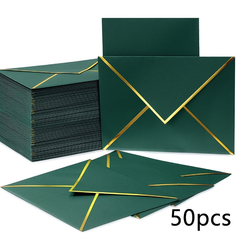 50/100pcs C6 Letter Envelope featuring Western-style design, gilded double-offset paper for Wedding Invitations.