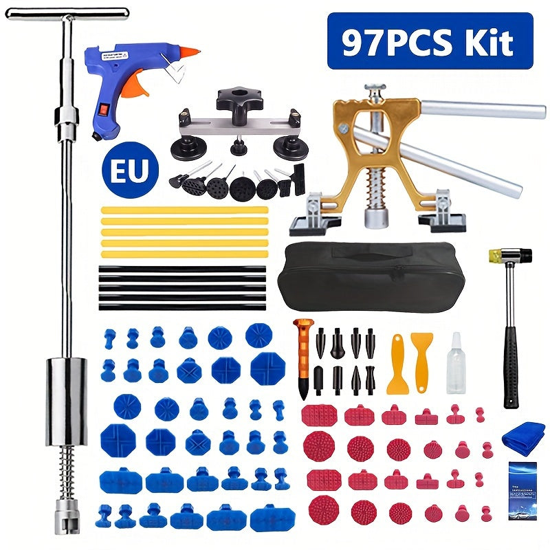 97-piece Dent Repair Tool Kit for paint-free removal of small dents and hail damage with a luxurious 2-in-1 design and EU plug.