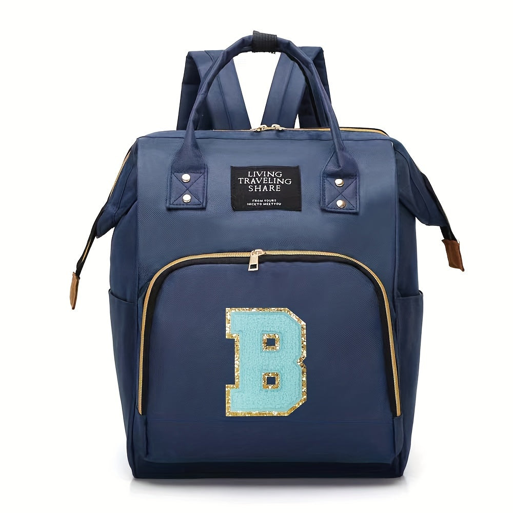 Blue Polyester Mommy Backpack with Multiple Compartments and Bottle Holder - Stylish and Roomy Diaper Bag, Ideal for Travel - Great for Thanksgiving and Christmas