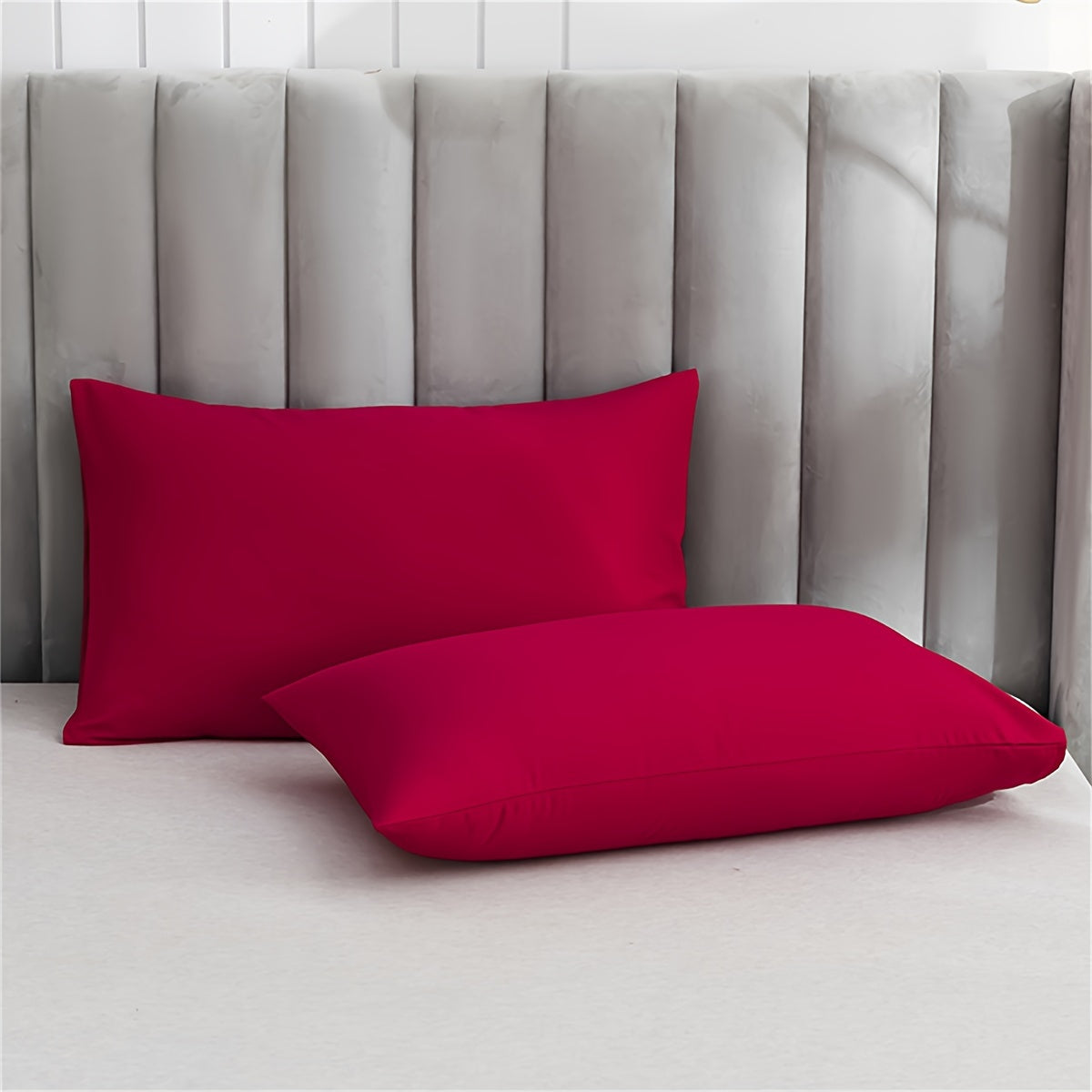 Soft and plush pillowcase with a solid color design, featuring a thick and cozy feel. Includes an envelope closure and is machine washable, making it ideal for creating a comfortable bedroom atmosphere.