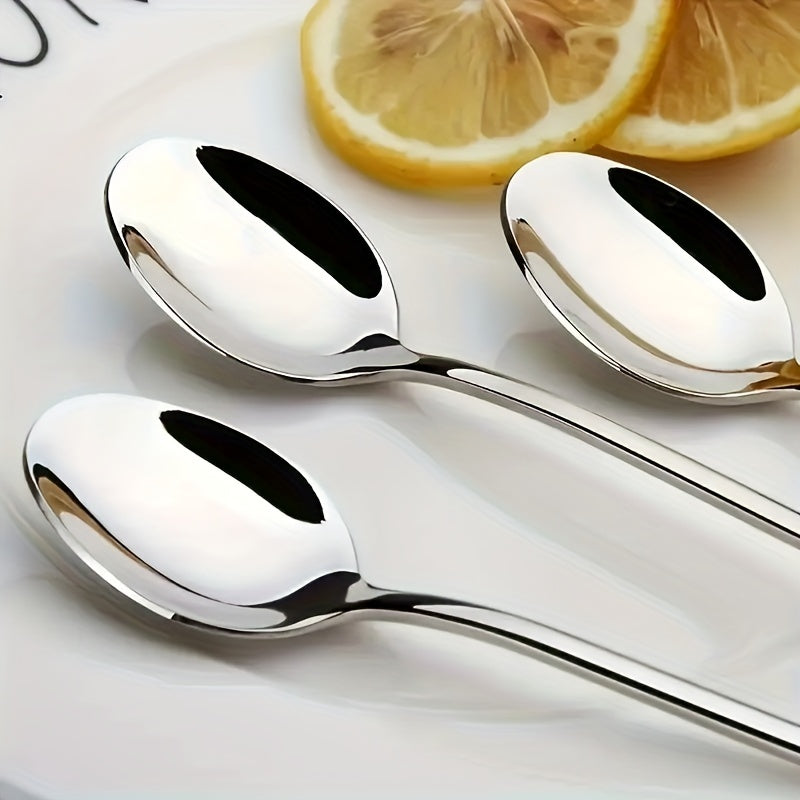 2/4 stainless steel long-handled spoons for coffee, tea, ice cream, and stirring.