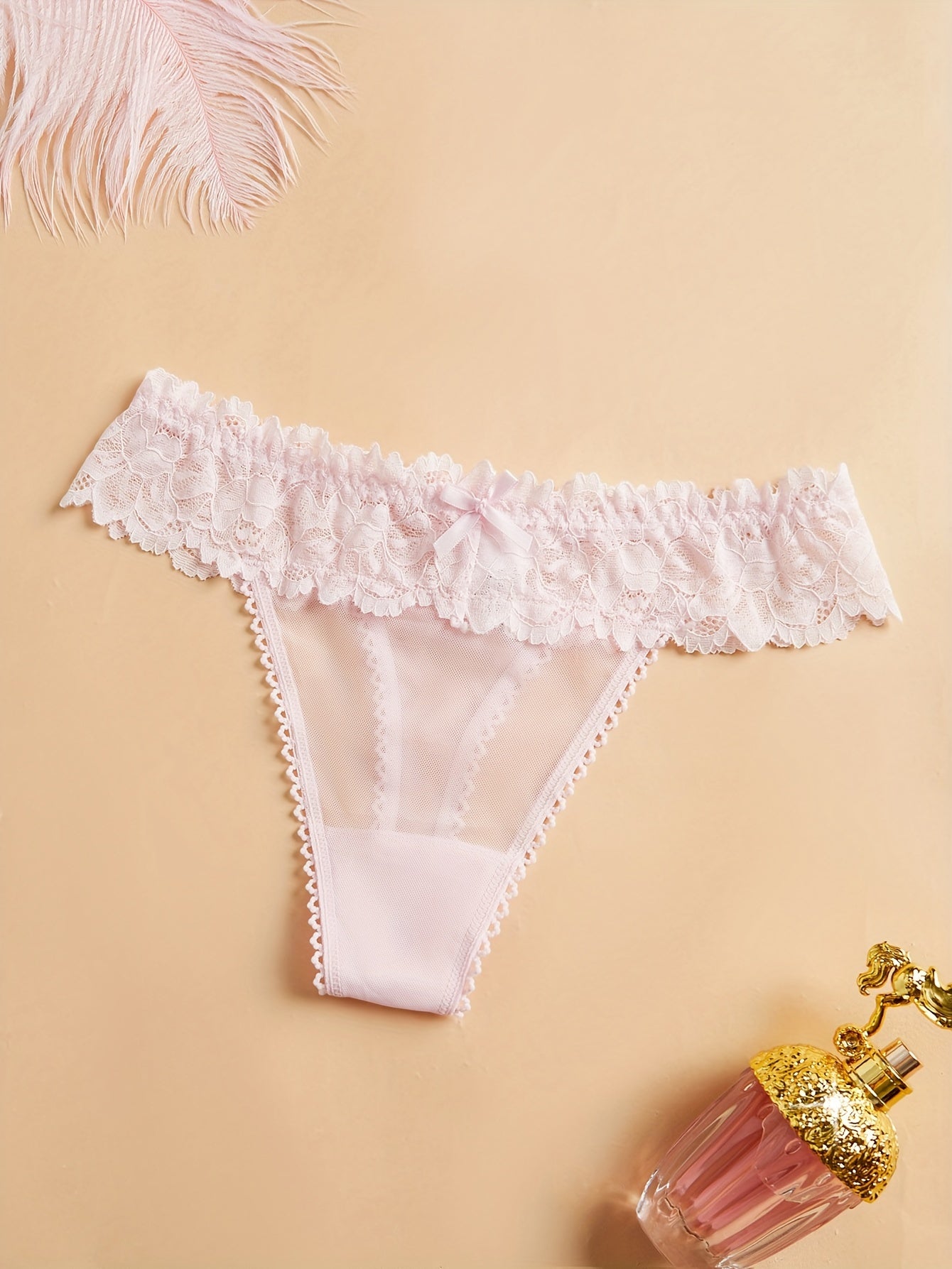 Sexy lace panties for women with removable pom-pom, cute bunny girl cosplay bunny tail, solid color, adult tri-shorts, mid-waist height, made of polyester.