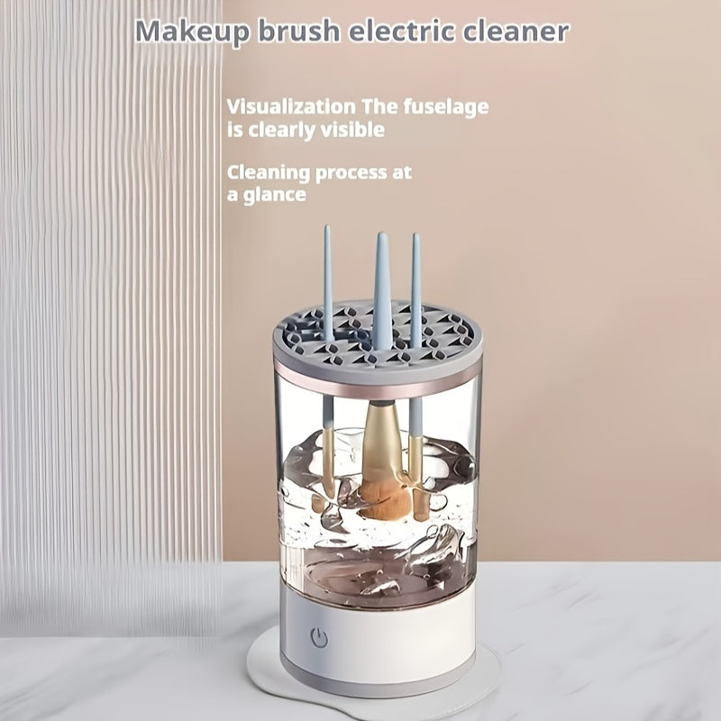 USB-powered makeup brush cleaner for returning to school; no batteries required, odorless, essential beauty tool accessory.