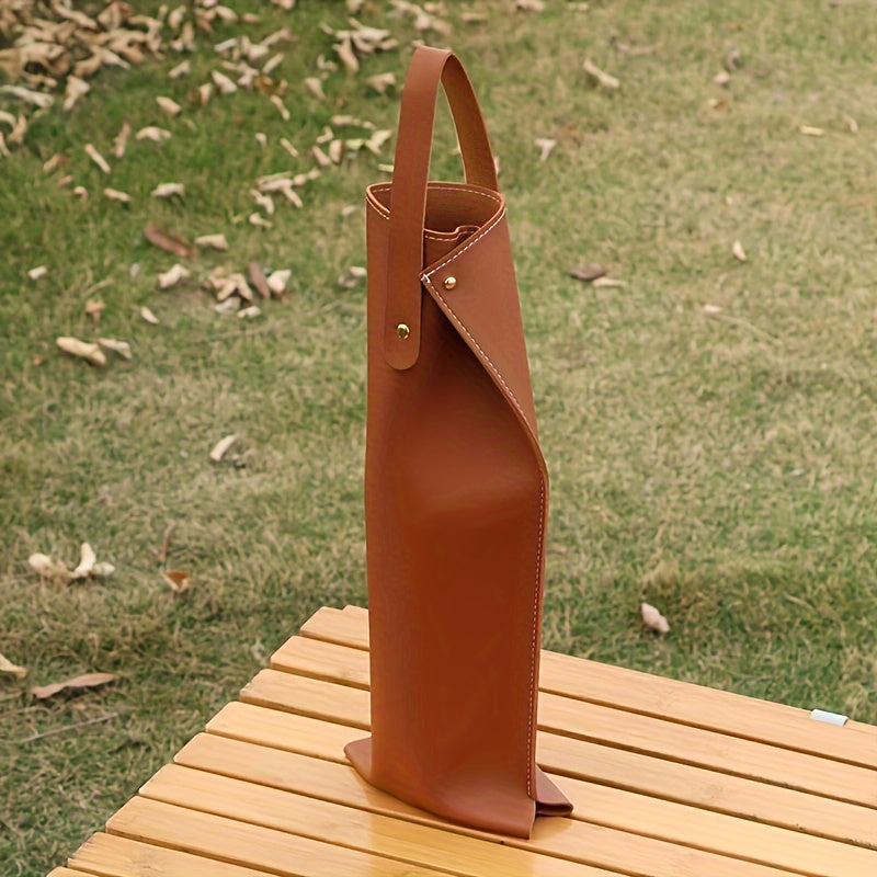 1pc Leather Wine Carrier, Single Bottle Holder with Snap Closure, Elegant Gift for Wine Lovers, Portable and Stylish.