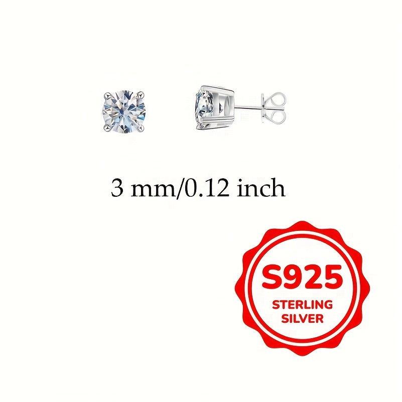 Stylish 925 Sterling Silver Stud Earrings for Women with White Cubic Zirconia - Available in Various Carat Sizes (0.1-0.8CT) and 3/4/5/6mm - Perfect for Everyday Wear and Gifting, Comes with Free Gift Box and Daily Care Supplies including Oxides